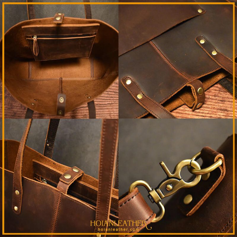 Chi tiết túi da tote dành cho nam