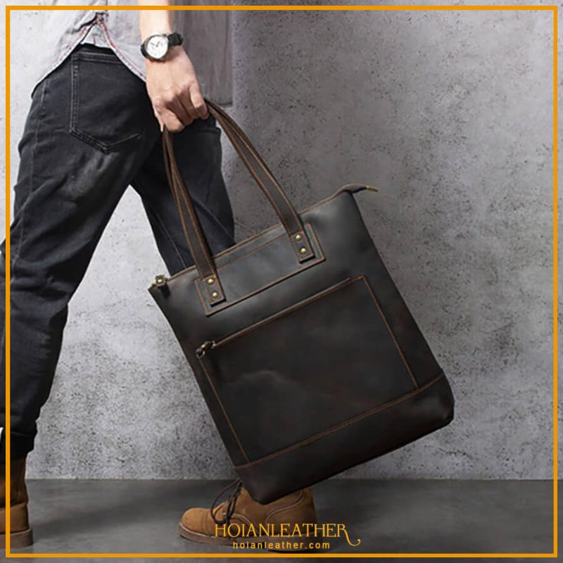 Túi tote nam da bò Hội An