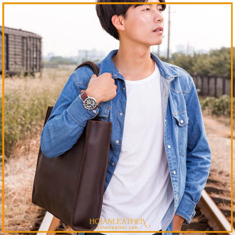 Túi tote nam da bò thật